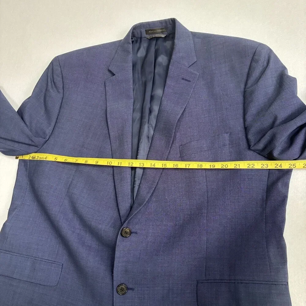 Ralph Lauren Wool Suit Jacket Blazer Mens 46R Navy Blue Formal Preppy Wedding